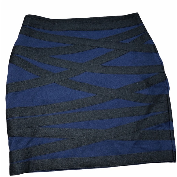 Express size xsmall blue & black bandage skirt - Picture 4 of 7